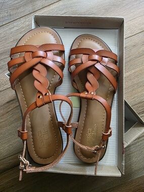 Women's Braided Tan Ankle-Strap Sandals